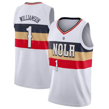 New Orleans Pelicans Zion Williamson 2018/19 Jersey - Earned Edition - Youth Swingman White